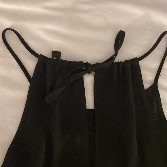 LOFT Black Embroidered High Neck Romper with Tassel and Tie Back - Picture 7 of 8